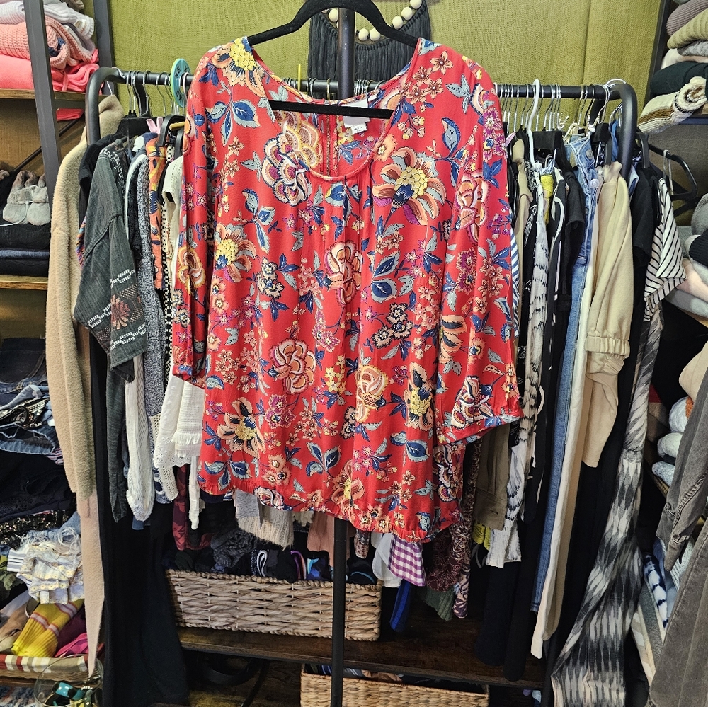 Floral Red Blouse